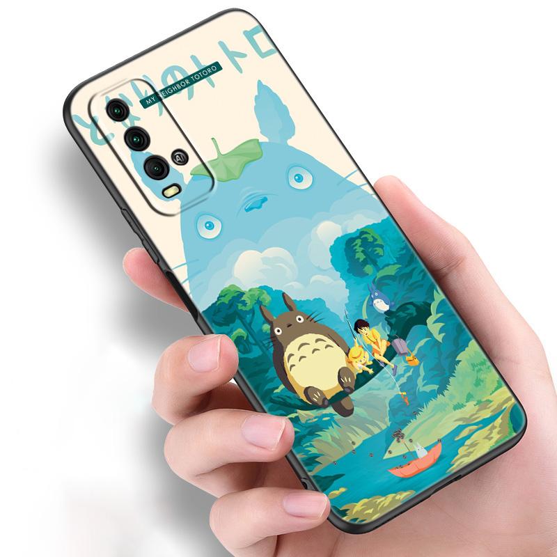 Силиконовый чехол для телефона Anime Studio Ghibli Тоторо для Xiaomi Redmi Note 11 10 9 8 Pro 11T 10T 10S 9S 8T 9 9A 9C 9T, черный мягкий чехол