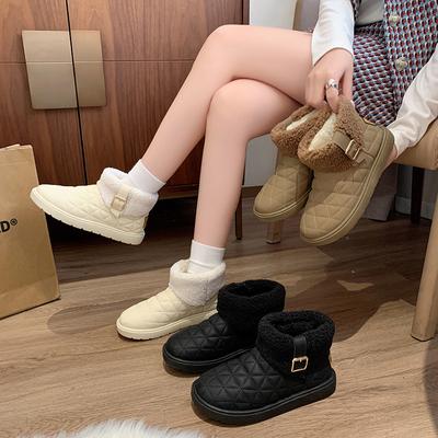 Женские зимние ботинки на толстой платформе, повседневные нескользящие полусапожки с подкладкой из искусственного меха, удобные теплые короткие ботинки с флисовой подкладкой для женщин