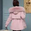 Женская осенне-зимняя однотонная теплая куртка с длинным рукавом и меховым воротником, карманное пальто