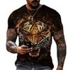 Breathable Men Summer Outfit Tee 3D Tiger Printed T Shirt Casual O Neck Animal Sportwear T Shirts Short Sleeve Loose Tops