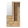 Wardrobe Set with Mirror, 4 Drawers & Hooks – Hallway Combination with 1 Door & Shelf Compartment, Lots of Storage Space, 100x35x180 cm