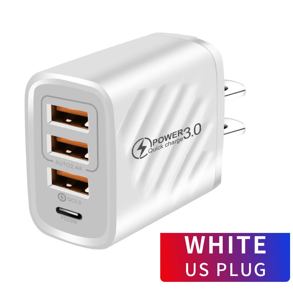 Многопортовый адаптер-зарядное устройство 3USB + PD Fast Charger A+C 3A для мобильных телефонов - EU/US/UK