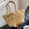 Сумка из соломы ручной работы, женская, новинка 2024 года, сумка-корзина для овощей, женская модная пляжная сумка из ротанга для отдыха