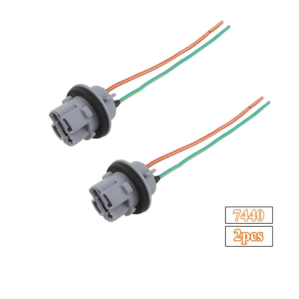 2Pcs 7440 Female Socket Adapter Pigtail Wiring Harness Turn Signal Light Holder