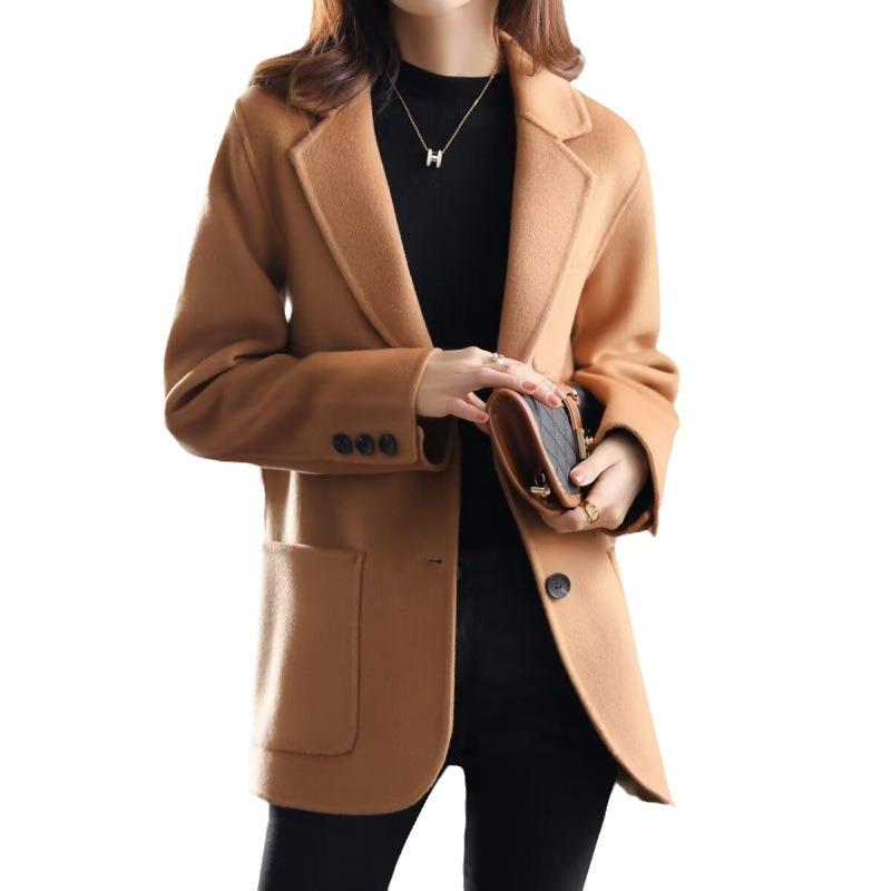 Korean Style Short Woolen Coat Women Slim Fit Autumn Winter