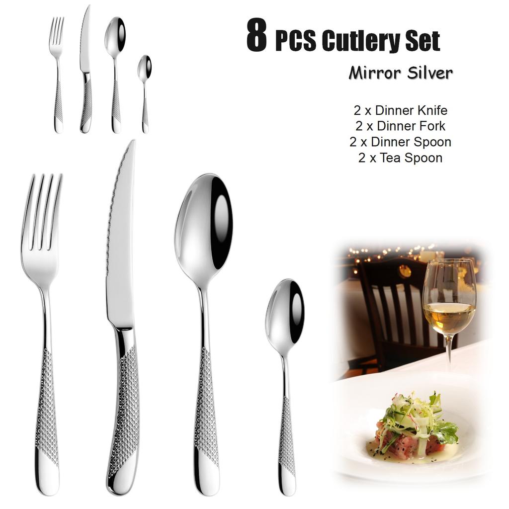 Набор столовых приборов класса люкс с золотым покрытием, 4/8/16/20/24/28 предметов, можно мыть в посудомоечной машине, набор столовых приборов из стали 18/10, серебряный набор столовых приборов с кованой ручкой