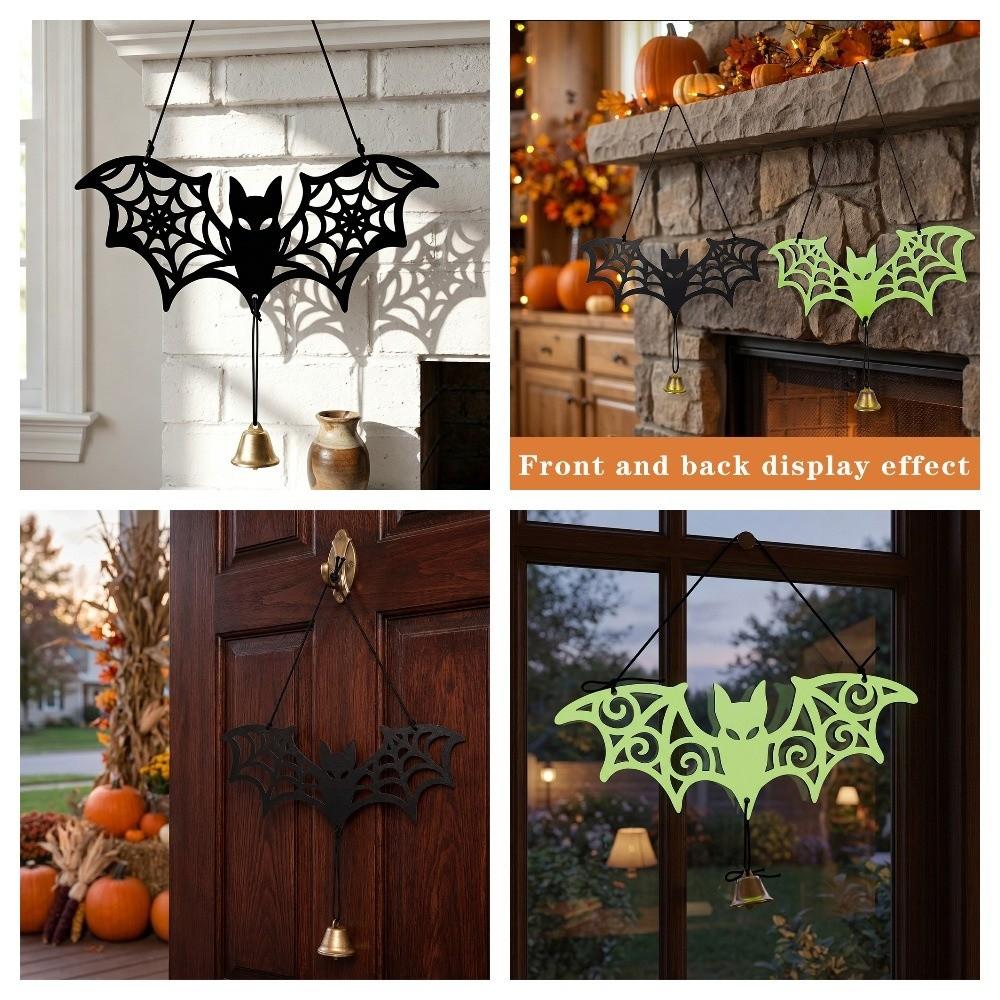 Glowing Halloween Luminous Bat Ornament Wooden Bat Wall Art Bat Door Pendant Window Fireplace