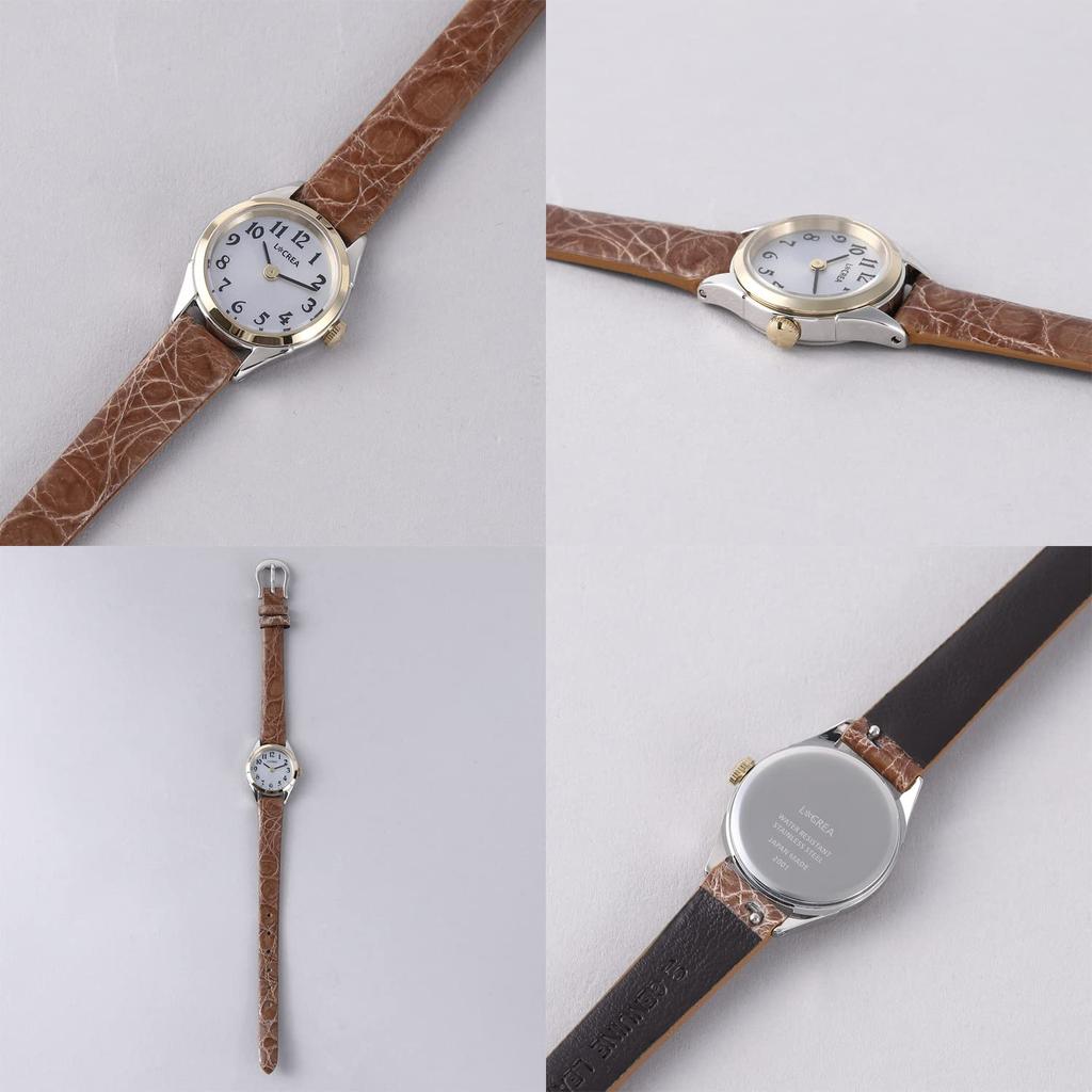 Солнечные часы LeClair из натуральной кожи крокодила, Япония [LCREA], женские (RONDE/Серебро и золото, пояс/LC2001-TGPCMO)