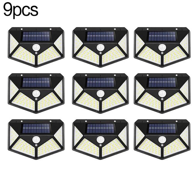 1/2/3/4/5/6/7/8/9/10 шт. 100 светодиодных настенных светильников, уличный солнечный светильник, PIR-датчик движения, солнечный уличный светильник для сада