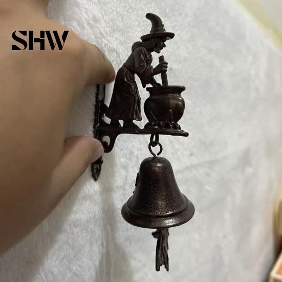 Bat Pendant Ornament Vintage Witch Doorbell, 3D Decorative Brewing Medicine Door Bell, Halloween Heavy Duty Metal Bell Gothic Wind Chime with