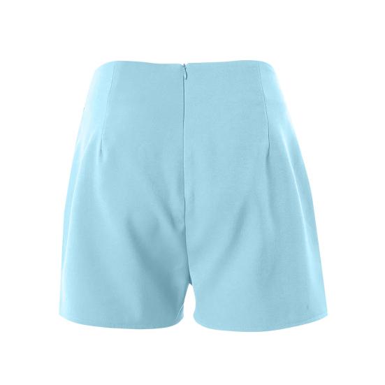 Женские летние шорты с высокой талией, асимметричные плиссированные пуговицы, однотонные, облегающие, мягкие, с контролем живота, длиной выше колена, мини-шорты