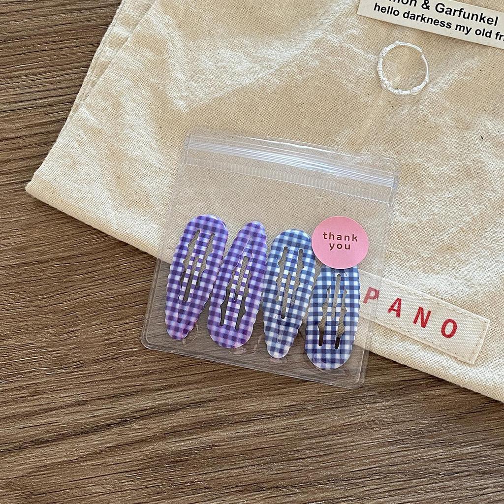 4 шт./пакет Милый Клетчатый Зажим-капля воды BB Колледж Стиль Молодые Студентки Женщины Девушки Зажим для секущихся волос Челка Заколка