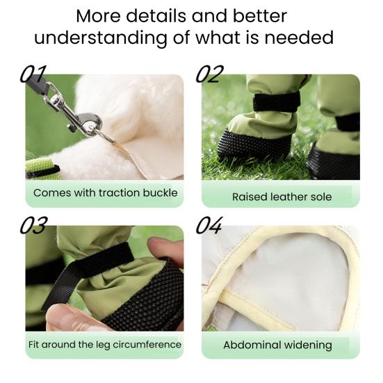 Брюки от грязи для питомцев Нескользящие Водонепроницаемые Дождевые ботинки для собак с регулируемой подтяжкой Уличные Брюки от пыли Снежные ботинки для маленьких и средних активных собак