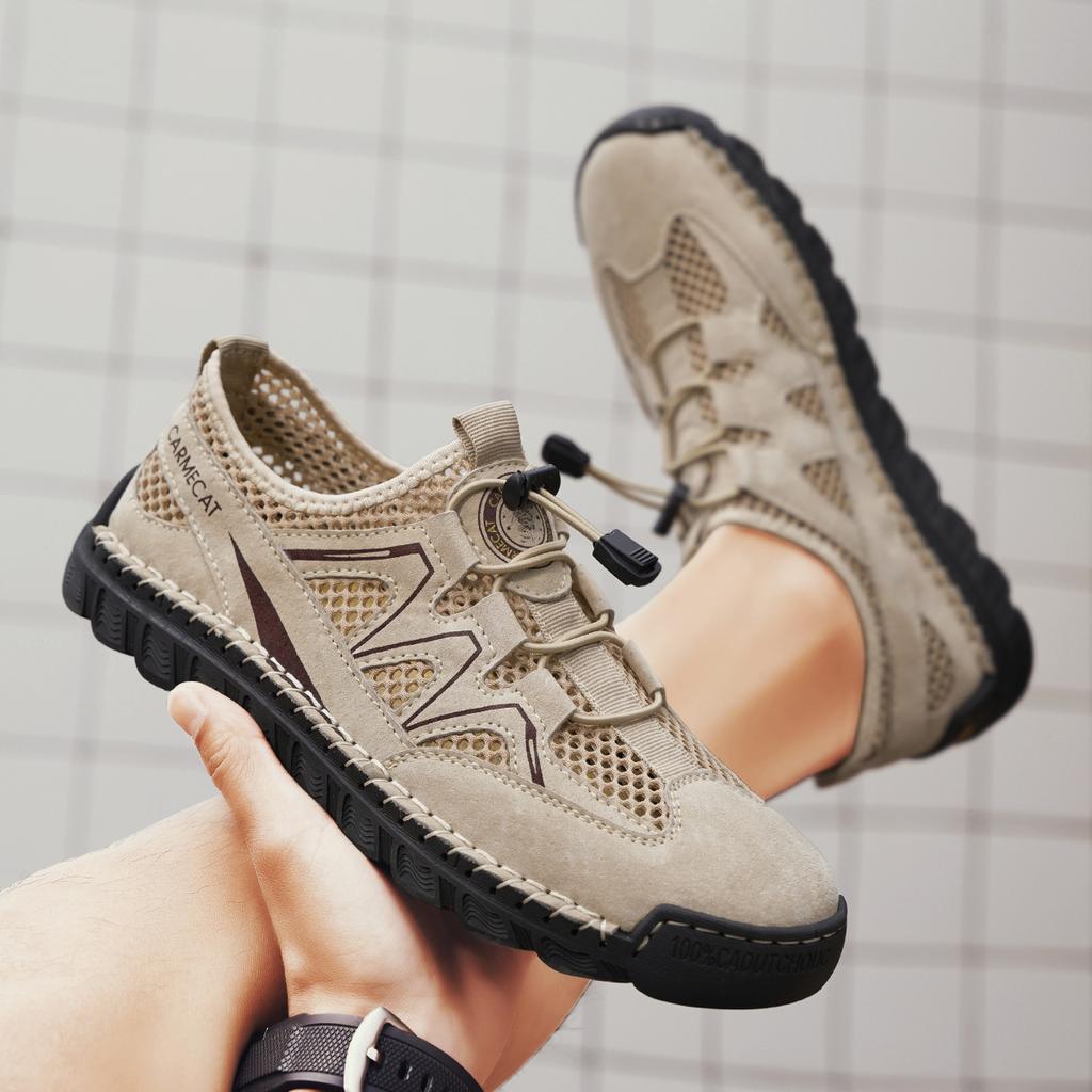 Летние мужские сандалии Сандалии для улицы из сетки Мягкие мужские сандалии Шлепанцы Сандалии ручной работы Римские тапочки для улицы