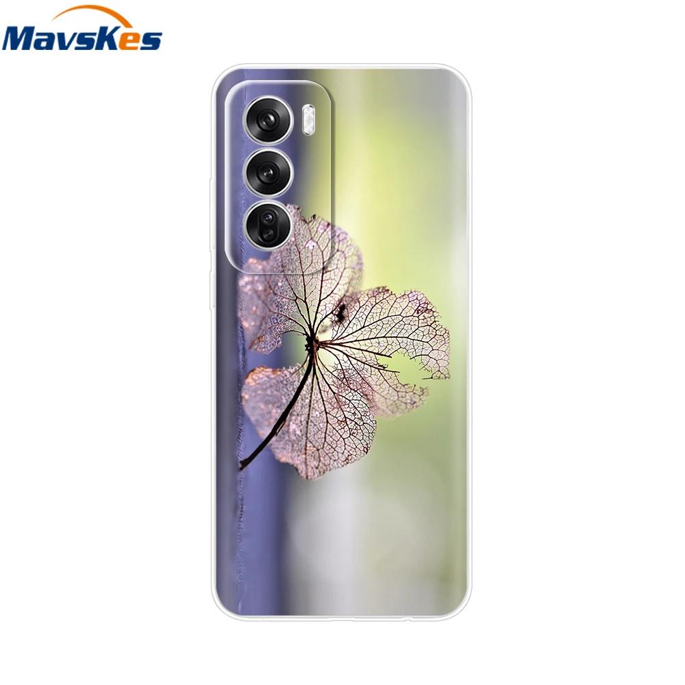 Чехол для OPPO Reno 12 Pro 5G Модный Цветочный Силиконовый Чехол для Телефона Для OPPO Reno 12 Чехол Reno12 Pro Бампер 2024 Мягкий Черный ТПУ Fundas