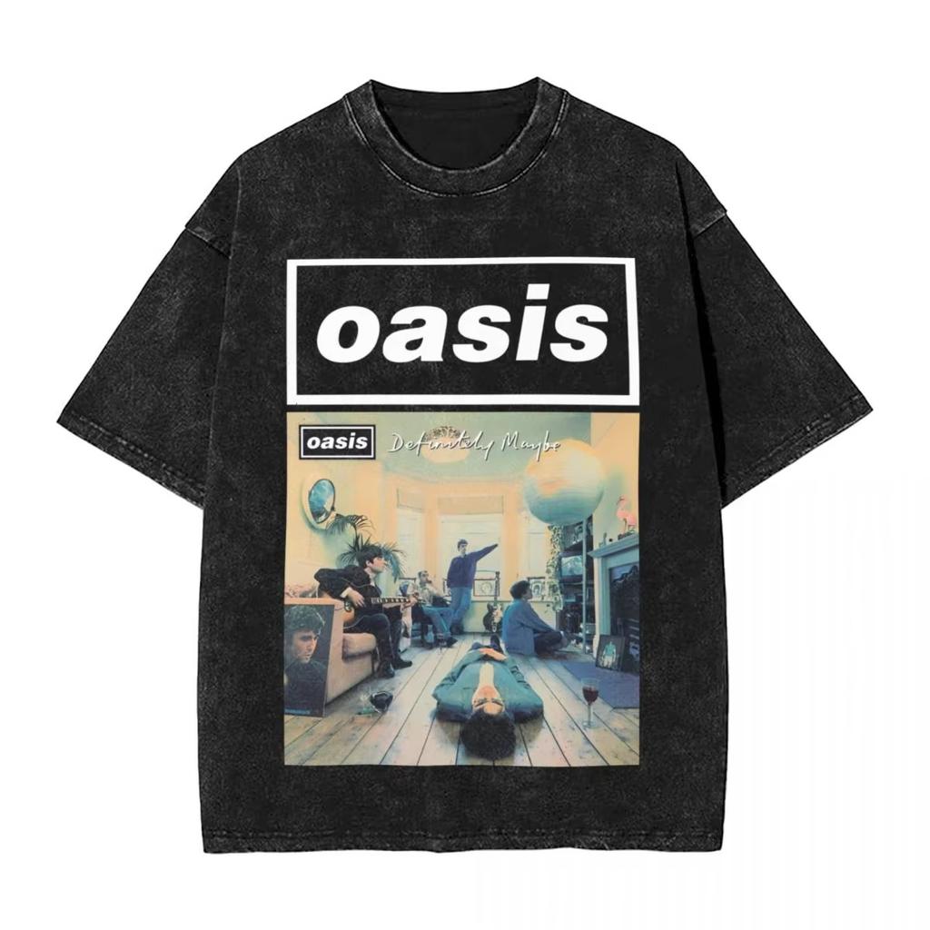Мужские винтажные стильные футболки OASIS Live Tour большого размера, стиранные, летние, хлопковые, с коротким рукавом, Definitely Maybe, альбомы рок-группы, уличная одежда