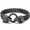 Norse Viking Wolf Head With Square Franco Link Chain Bracelet for Men Stainless Steel Men's Bracelets Masculine Jewelry Gifts