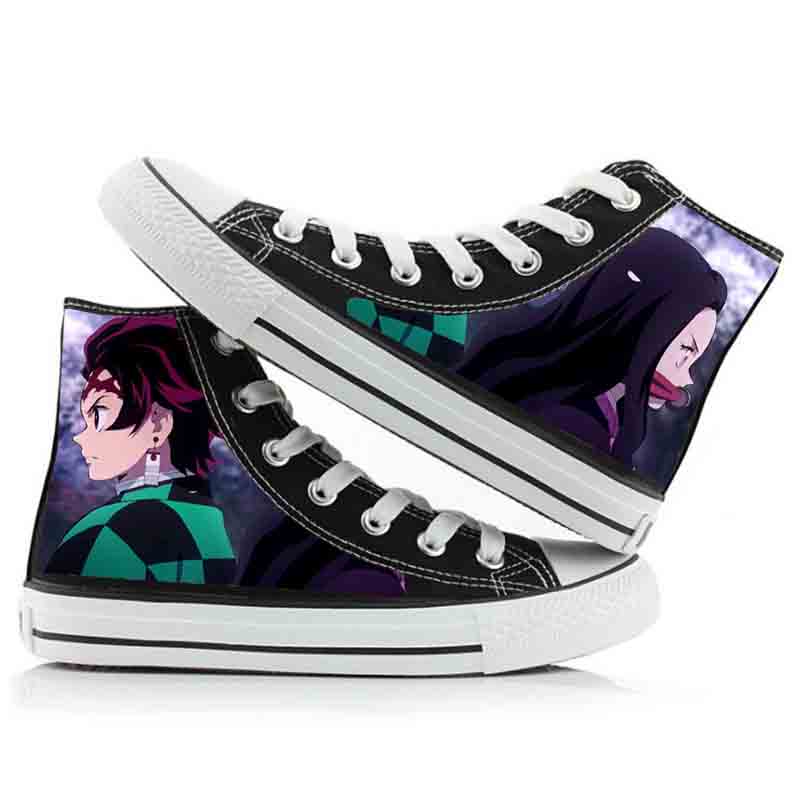 Demon Slayer Print Canvas Shoes Fashion Anime Student Men Women Unisex Casual Shoe Lovers Couples Shoes