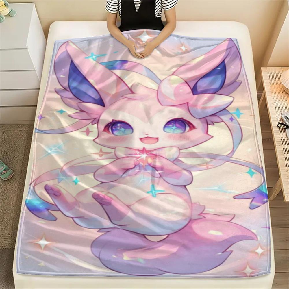 Sylveon Warm Print Flannel Blanket for Home Bedroom Sofa Travel Picnic Use.-TING