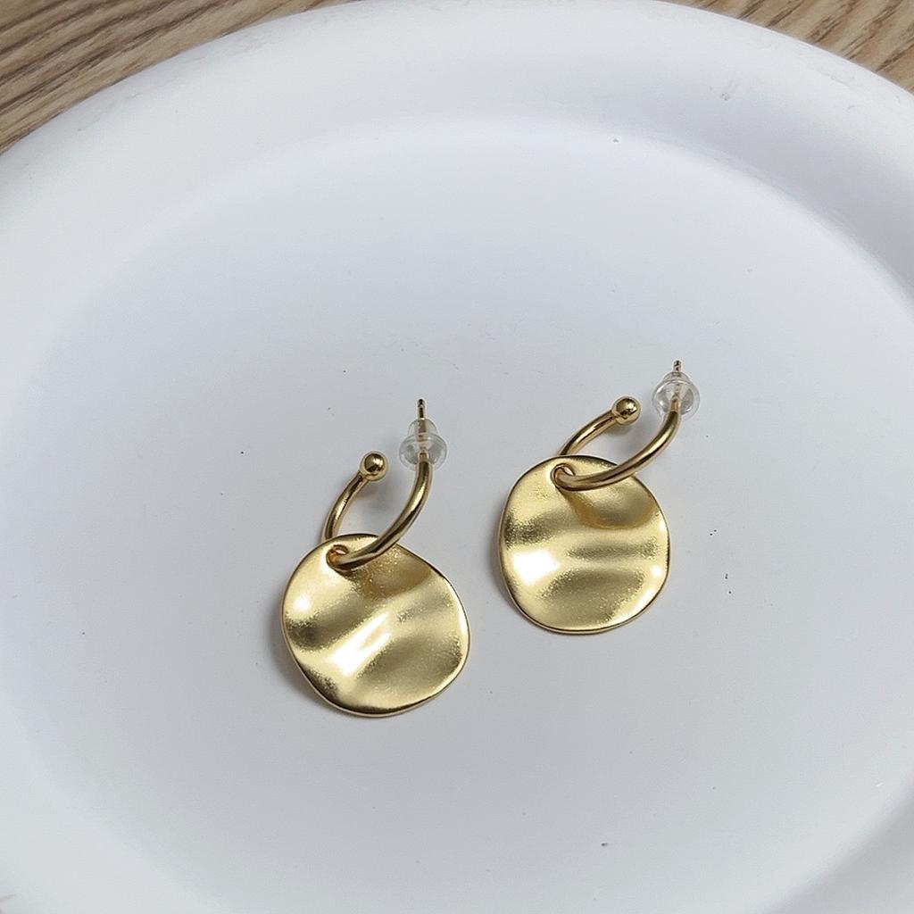 ANENJERY Геометрические матовые плиссированные нерегулярные круглые серьги для женщин универсальный темперамент модные праздничные украшения подарки