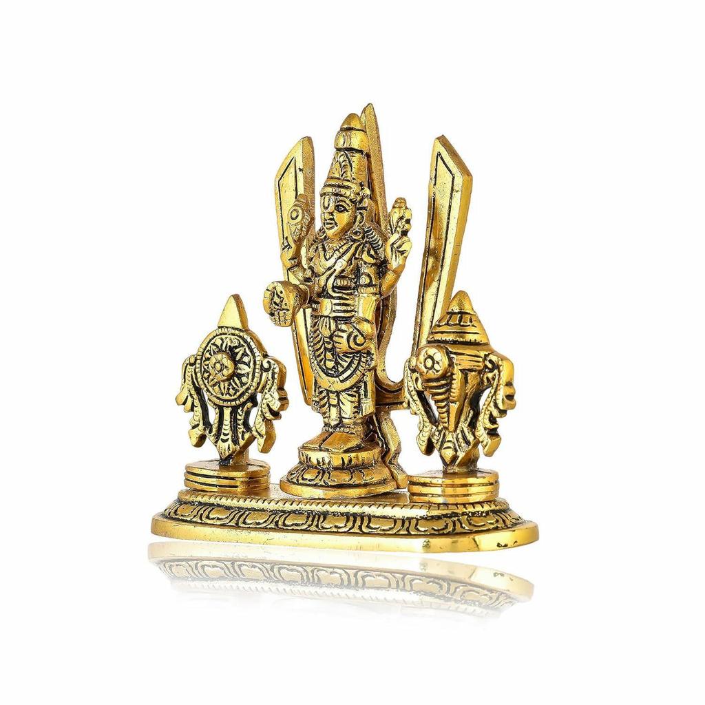 Tirupati Balaji Idol Shri Venkateshwara Swamy Statue Symbol Shankh Chakra Tilak for Home Decoration