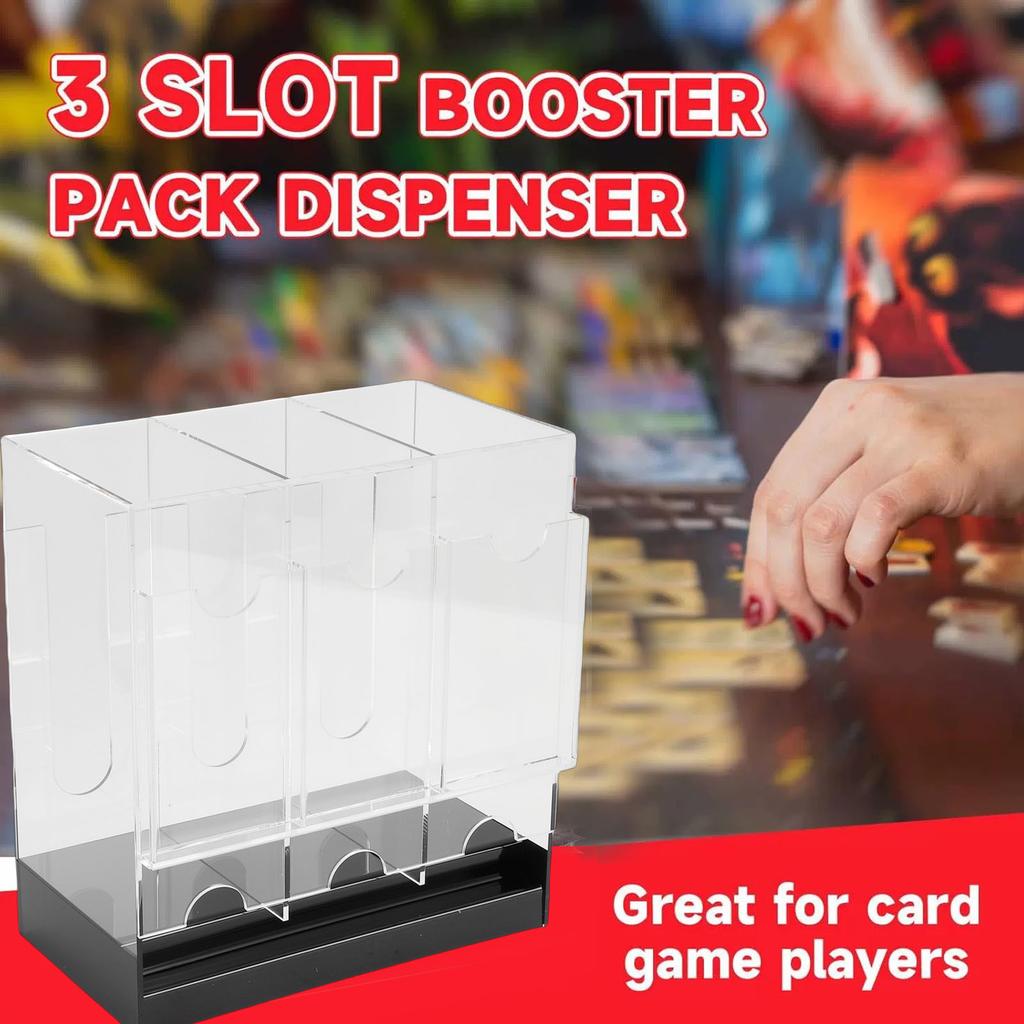 3 Slot Booster Pack Dispenser Acrylic Card Pack Display Holder Organizer With Black Base For Trading Cards Sports Cards