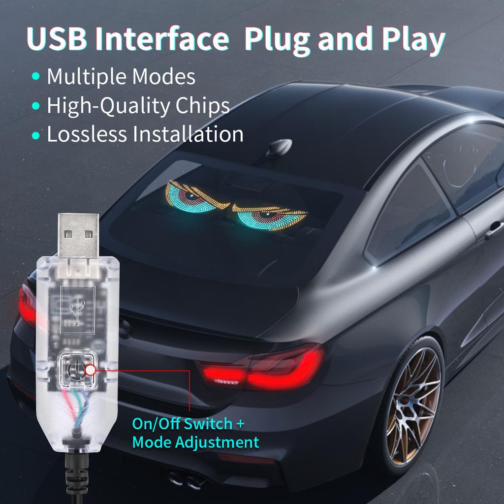 USB Динамическая Анимация Светодиодный Дисплей Глаз Пиксельная Панель Для Автомобиля Грузовика Демонические Глаза Светодиодный Экран Свет Украшение Переднего Заднего Лобового Стекла