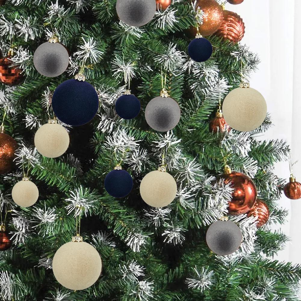 12 шт. набор рождественских шаров, украшения 2,36 дюйма, бархат для дома, подвесные украшения для вечеринки, рождественской елки O5W5