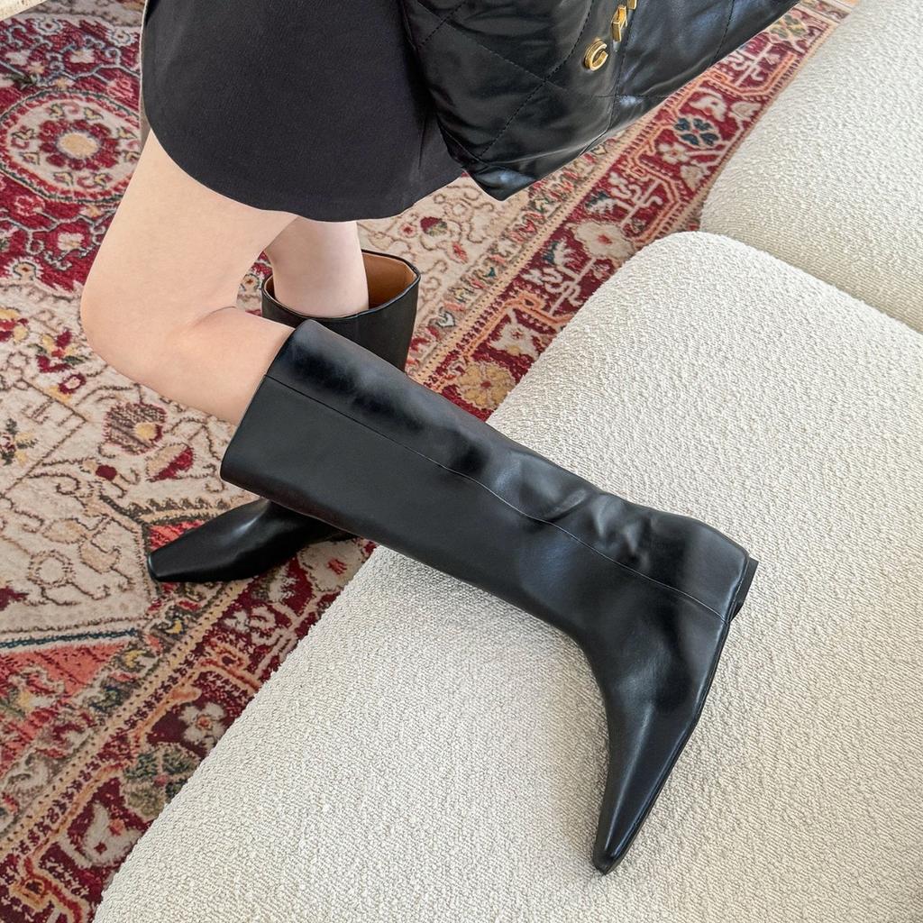 Версия из коровьей кожи~ Ботинки-рыцари с широким голенищем и квадратным носком, с внутренней высотой и тонкими ботинками, коричневые, но ботфорты, детские