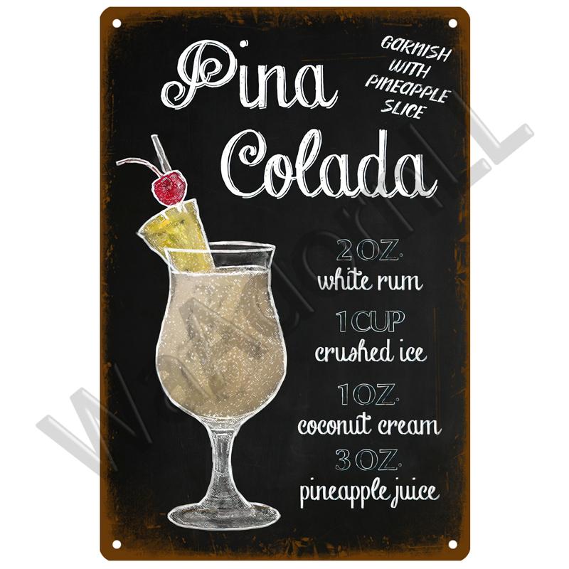 Metal Sign Vintage Tin Sign Cocktail Plate Decorative Poster Plaque Retro Bar Kitchen Home Wall Decor Bar Pub Club Art Man Cave