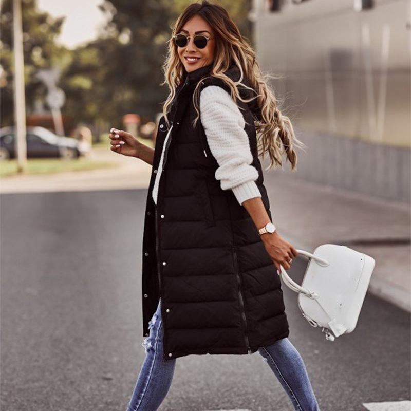 Европейский и американский однотонный однобортный пиджак средней длины с капюшоном, жилет из хлопка, утягивающий кардиган, куртка, топ