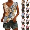 Женский повседневный топ с v-образным вырезом и принтом, свободный пуловер, футболка с короткими рукавами