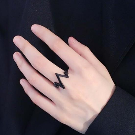ECG Shaped Ring American Street Style Decorative Men Women Fashionable Ring