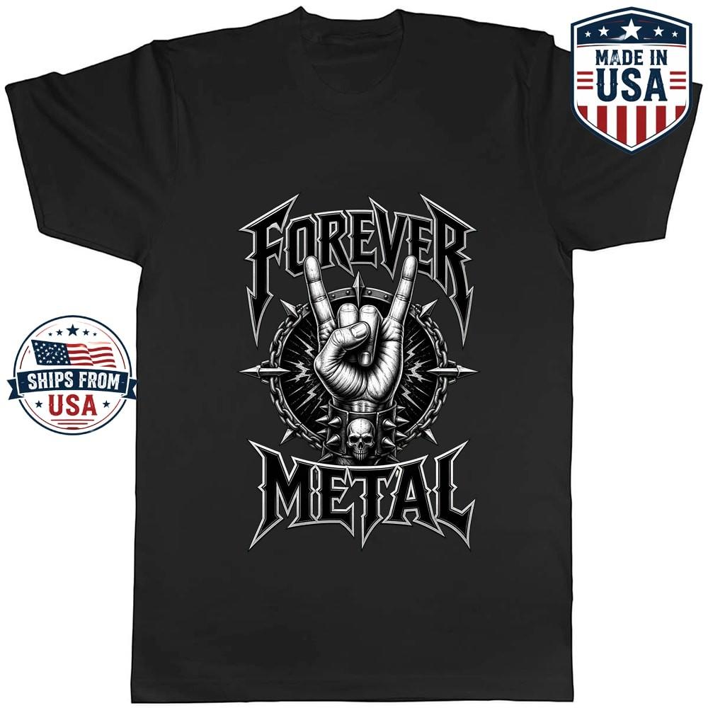 Forever Metal Rock Hand Graphic T-Shirt Music Fan Gesture