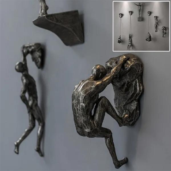 Athlete 6PCS Abstract Statue Resin Hanging Pendant Sports Man Sculpture Modern Rock Climbing Figures Ornament Wall Decoration