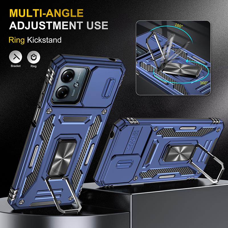 Серия Armor Чехол для Motorola Moto G54 5G PC+TPU Подставка Чехол для телефона со сдвижной защитой объектива