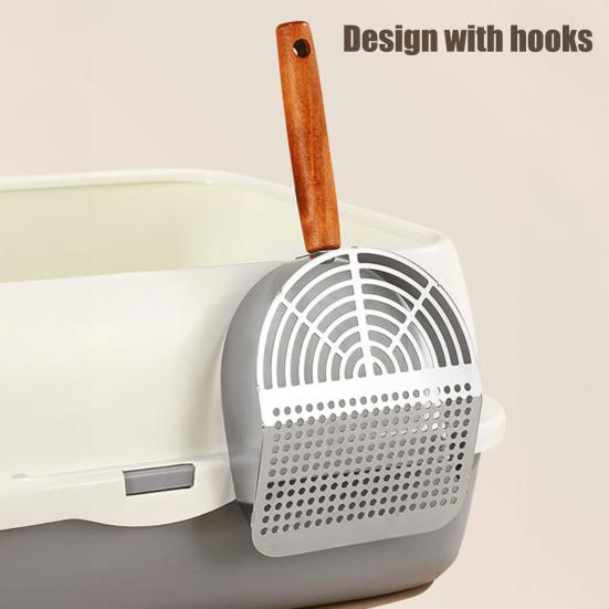 Совок для кошачьего туалета из нержавеющей стали, просеивающая лопатка с длинной ручкой, совок для уборки отходов домашних животных, инструмент для чистки кошачьего туалета