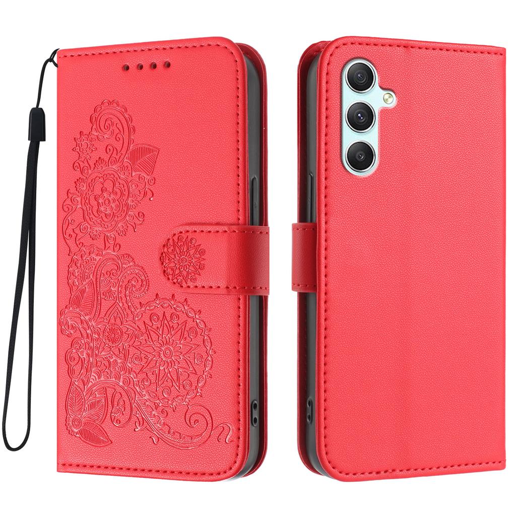 For Samsung Galaxy A34 5G Phone Cases Mandala Flower Leather Wallet Mobile Cover with Strap