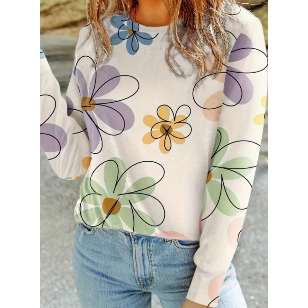 Женская футболка повседневная с длинным рукавом в полоску с принтом круглый вырез женская одежда оверсайз уличная винтажная футболка