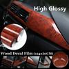 30x124CM 3D High Glossy Wood Grain Vinyl Film Car Stickers Waterproof DIY Styling Wrap Auto Vehicle Detailing Internal Car Acces
