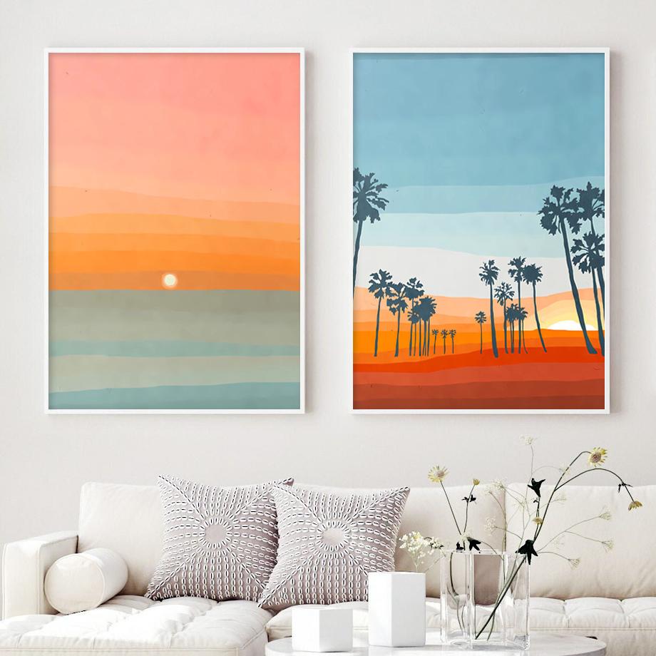 Пляж Серфинг Девушка Купальник Бассейн Закат Абстрактные Плакаты Печать Холст Картина Настенные Картины Для Гостиной Домашний Декор