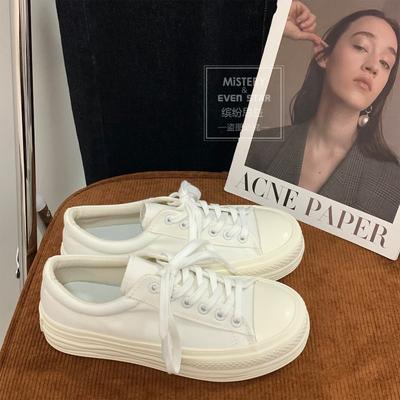 Платформенные парусиновые туфли женские увеличивающие рост растворяющиеся туфли нишевые универсальные белые туфли ретро повседневные кеды 614