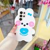 Милый Kawaii 3D Розово-белый Бантик Кролик Чехол для Телефона для SamSung Galaxy S26 Ultra S25 S23 A57 A56 Силиконовый Милый Кролик Защитная Крышка