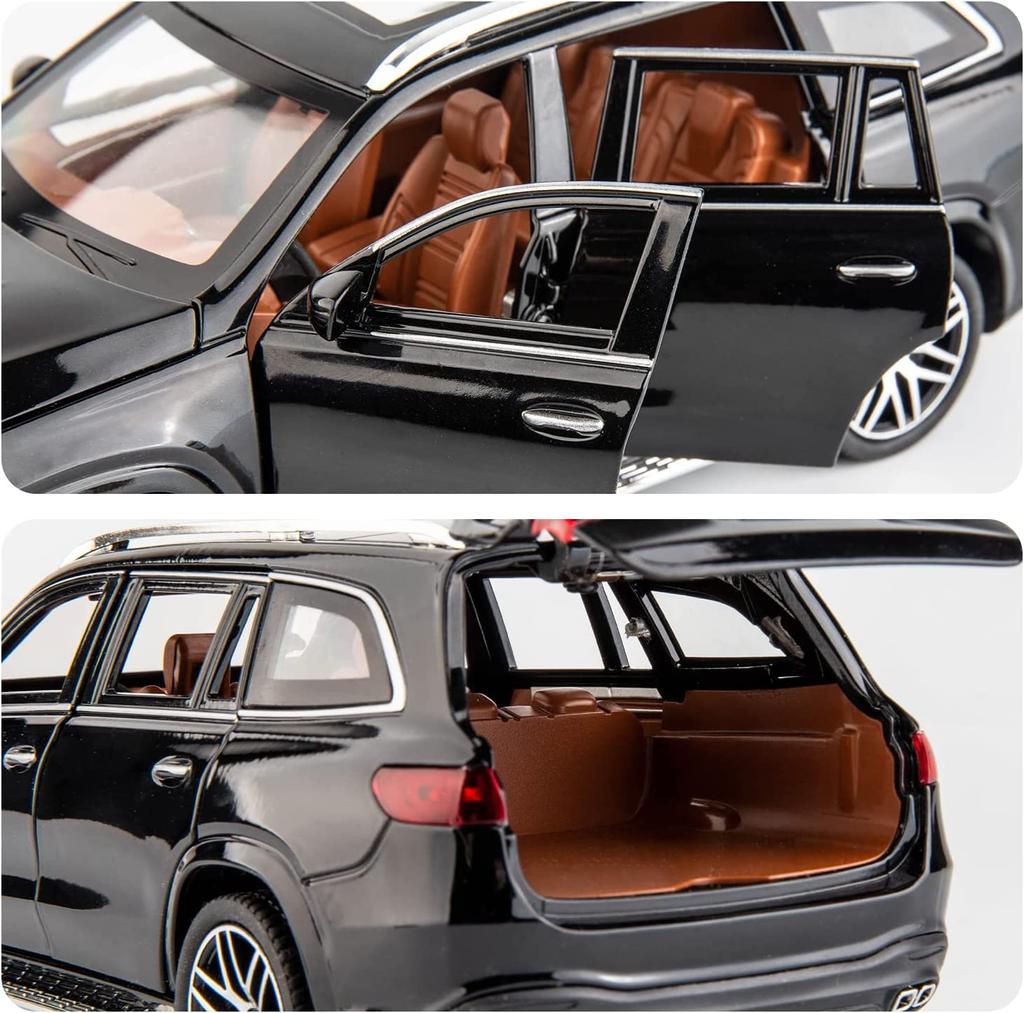 1/24 масштабная литая под давлением модель автомобиля Benz GLS63 AMG из сплава, коллекционная игрушечная машинка с откатным механизмом со светом и звуком, игрушечный автомобиль для взрослых мальчиков, подарок