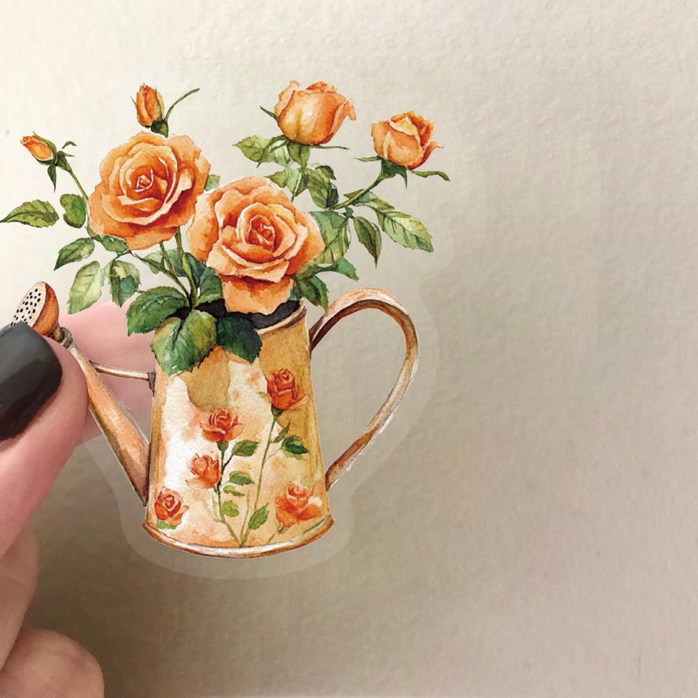 50 Transparent Ins Orange Flower Bud Sticker Pack Waterproof Transparent PET Manual Material Decorative Guitar Notebook