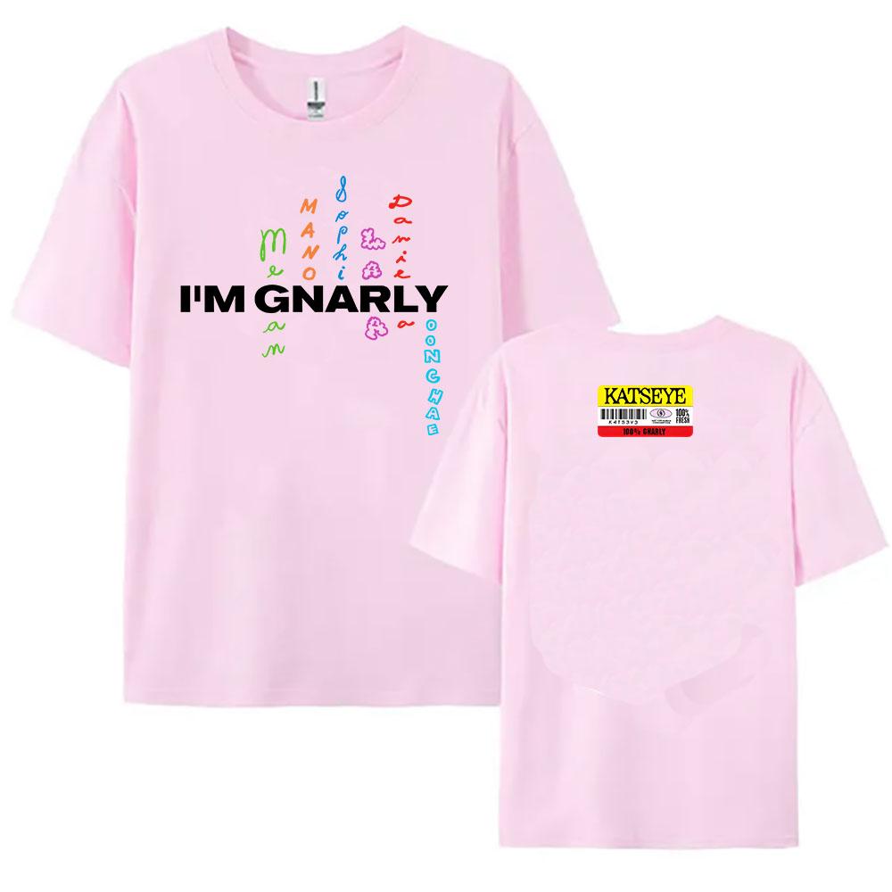 Katseye Im Gnarly Футболка с принтом корейской женской группы Camiseta Хлопок Короткий рукав Женская футболка Летняя Повседневная Женская футболка