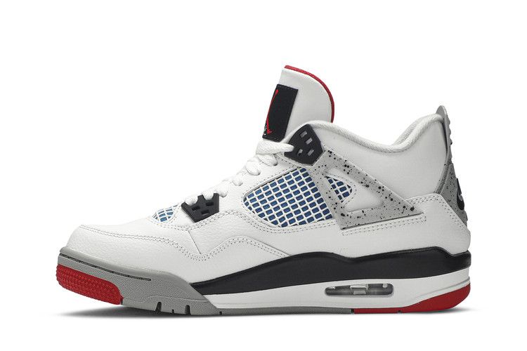 Детские кроссовки Nike Jordan 4 Retro What The (GS) Белый/Военно-синий-Огненно-красный-Черный-Цементно-серый