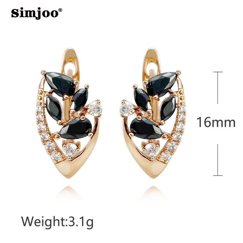 SIMJOO Женские серьги с цветком розового золота и черным агатом