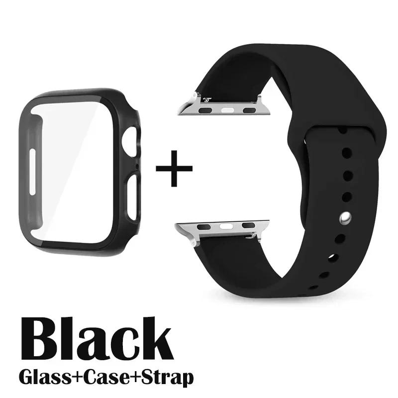 Стекло+корпус+ремешок для Apple Watch Band 42 мм 44 мм 41 мм 40 мм 38 мм 45 мм 49 мм Защитные пленки для Apple IWatch Series 8 7 6 SE 5 4
