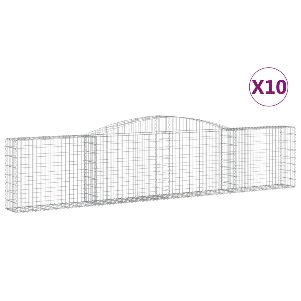 Vidaxl Kosze Gabionowe, 10 Szt, 400X30X80/100 Cm, Galwanizowane Żelazo